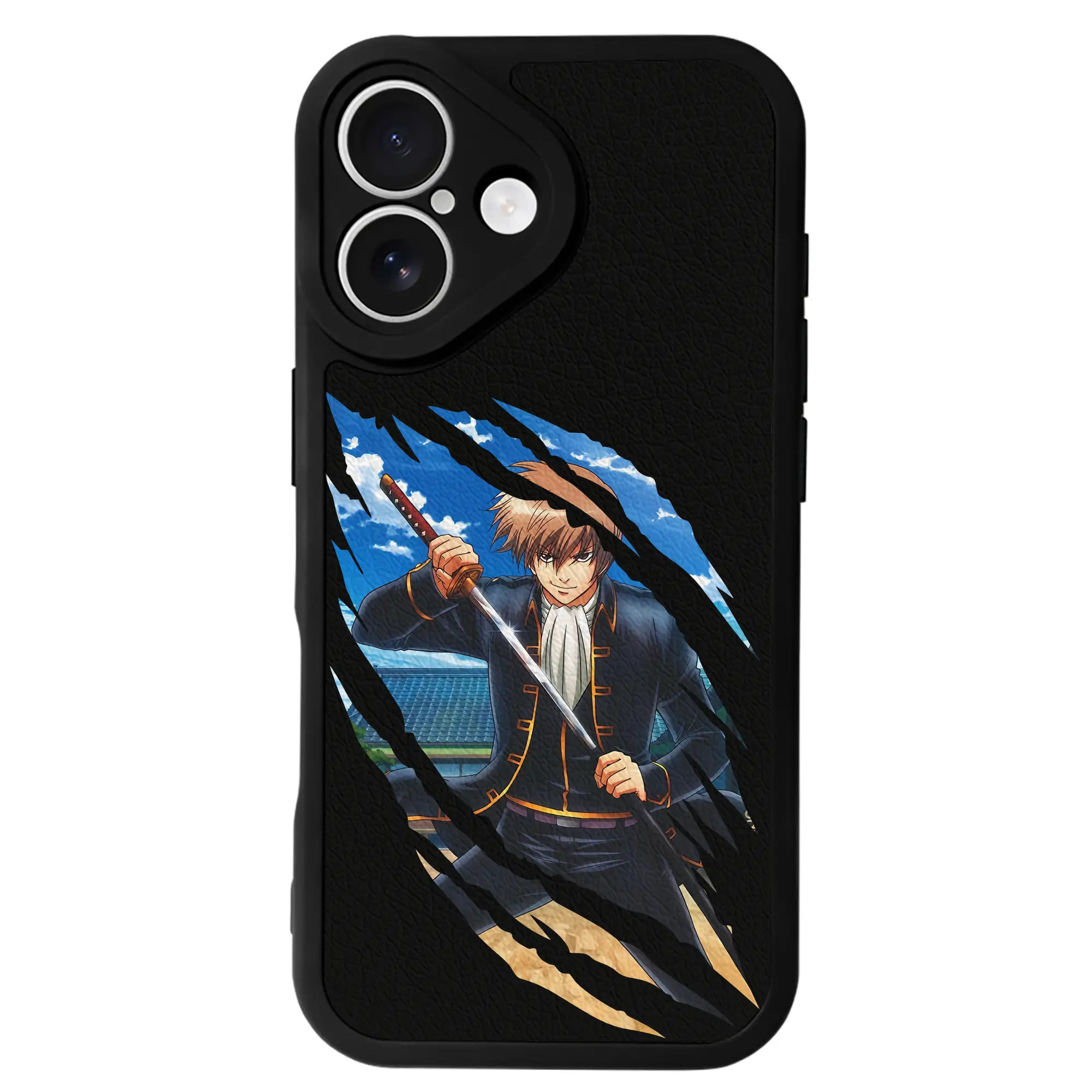 銀魂 グッズ 沖田 総悟 - IPhone 16シリーズ対応 ・ シリコンスマホケース ・ レザー調 ・ 高精度フィット ・ 耐衝撃 ・ ワイヤレス充電対応 ・ 精密カット